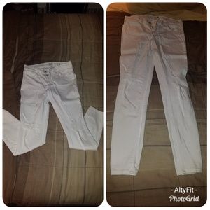 Pure White Ripped Knee Jeans